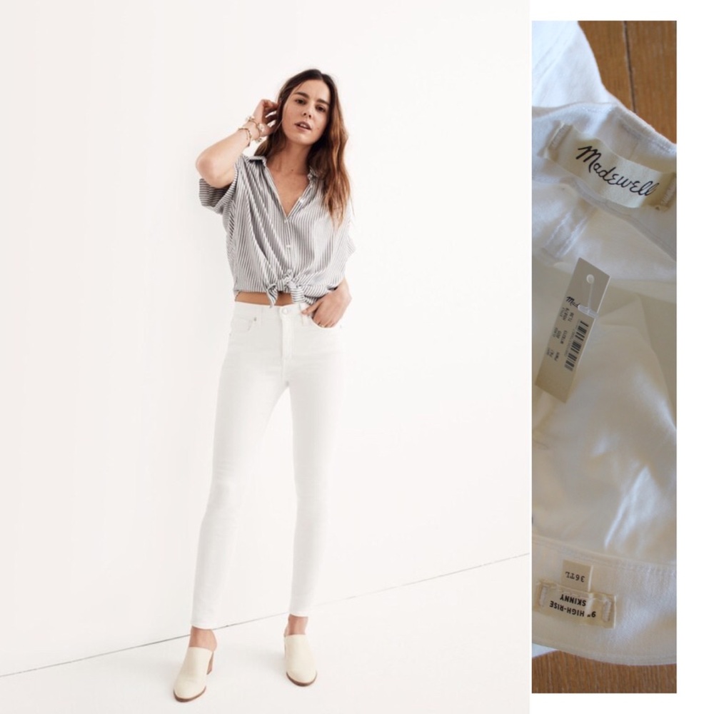 Madewell NWT Plus Size 36 Taller 9" Mid-Rise Skinny Jeans in Pure White